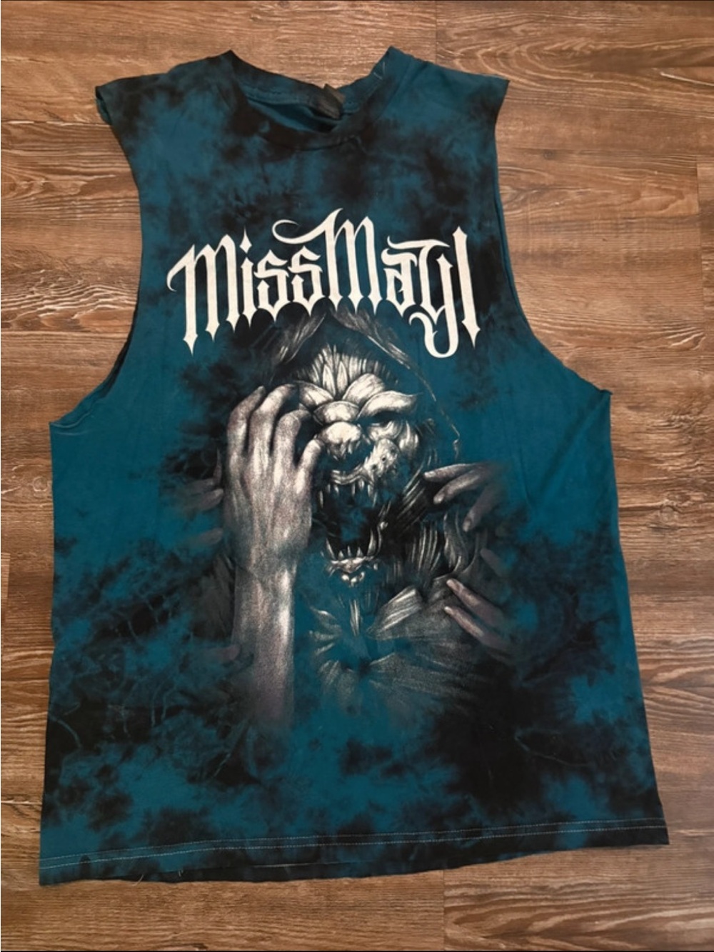 Men's Teal Tie-Dye Graphic Muscle Tank
